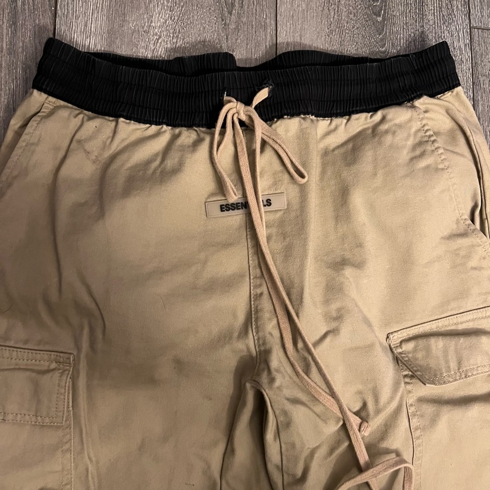 Essentials Tan Cargo Jogger Pants with Drawstring - Picture 2 of 5